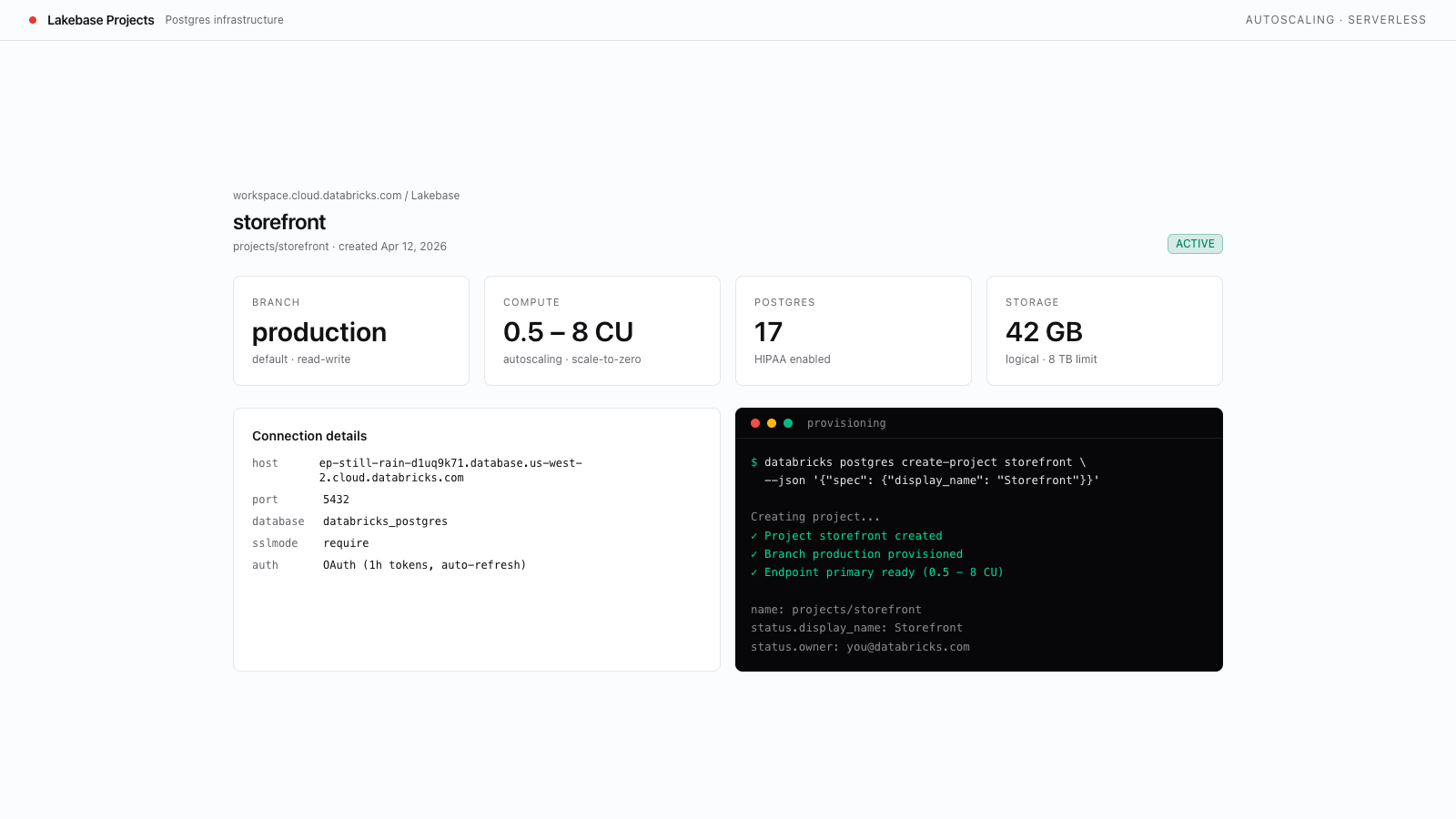 Create a Lakebase Instance preview
